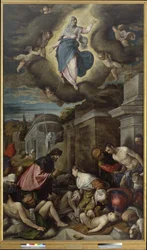 St. Roch besöker pestens offer, ca 1575 (olja på duk)