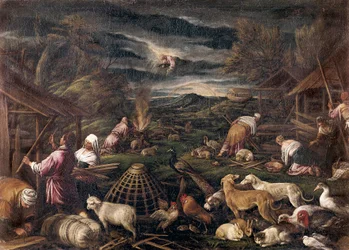 Noe efter syndafloden. Målning av Jacopo da Ponte, kallad Jacopo Bassano (1515-1592)