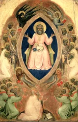 Gud Fadern tronade från Apokalypsens polyptyk, efter 1343 (tempera på panel med guld)