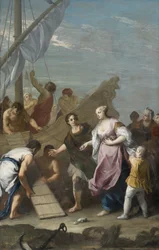 War of Troy: ""Abduction of"Helen"" - The embarkation of Helen of Troy av Amigoni, Jacopo