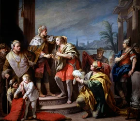 Josef före farao - Målning av Giacomo Amiconi (1675-1752), ca 1749 - Olja på duk, 283x325 - Museo del Prado, Madrid