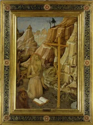 Den ångerfulle Saint Hieronymus i öknen, 1450.