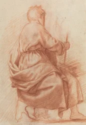 Sittande draperad man [verso]