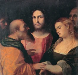 Kristus och kvinnan som ertappats i äktenskapsbrott, 1525-1528