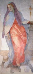 Bebådelsen av Giacomo Carucci, känd som Pontormo (1494-1557), fresk, detalj, Capponi-kapellet, Santa Felicita-kyrkan, Florens