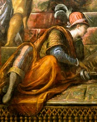 Doge Niccolo da Ponte tar emot olivkvist från Venedig, av Jacopo Robusti känd som Tintoretto (1518-1594), Detail, Sala del Maggior Consiglio (Hall of Great Council), Palazzo Ducale, Venedig