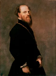 Porträtt av en gentleman i guldkedjan målning av Jacopo Robusti dit Tintoretto