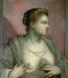 Porträtt av en kvinna som avslöjar sina bröst, c.1570