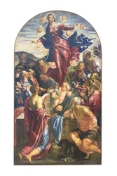 Jungfru Marie himmelsfärd, ca 1550-55 (olja på duk)
