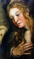 Kristi gravläggning, detalj av Sankta Maria Magdalena, ca 1559/62 (olja på duk)