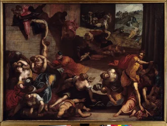 Barnamorden i Betlehem. Målning av Jacopo Robusti, kallad Tintoretto eller Il Tintoretto (1518-1594), 1500-talet. 1,34 x 1,86 m. Rennes, Konstmuseet