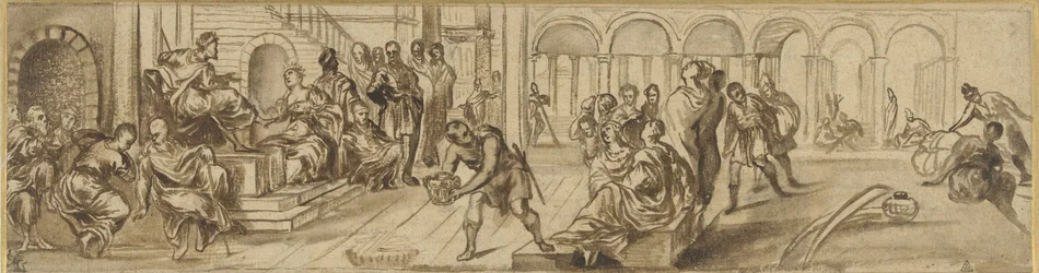 Salomo och drottningen av Saba, ca 1600 (penna på papper)