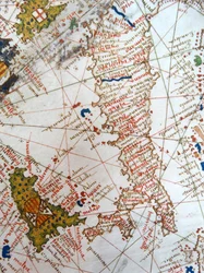 Italien och Sicilien från en renässanskarta över Europa, Jacopo Russo (efter), 1528