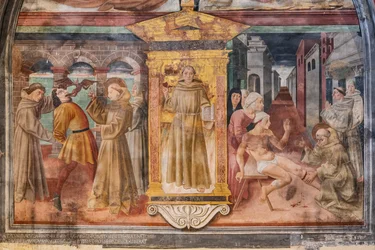 Berättelser om Sankt Antonius av Padua, nisch om Sankt Antonius av Padova, mitten av 1400-talet (fresk)
