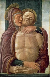 Jungfrun med den döde Kristus, ca 1480 (tempera på panel)
