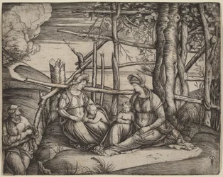Den heliga familjen med den heliga Elisabet och den lille Johannes Döparen