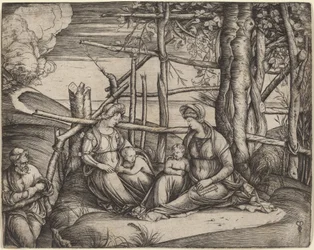 Helig familj med Saint Elizabeth och spädbarnet Saint John the Baptist, ca. 14991501.