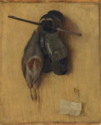 Dött fasan med järnhandskar och armborstpilar