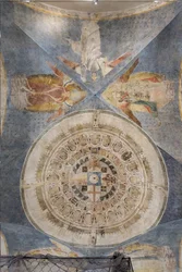Valv med den cirkulära bilden av Florens som det nya himmelska Jerusalem (fresk)