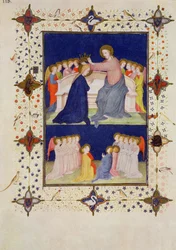 Handskrifter 11060-11061, Notre-Dames tidebok: completorium, Jungfruns kröning, ur "Très Riches Heures du Duc de Berry"