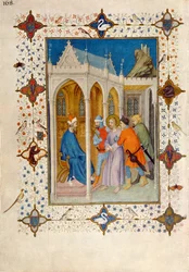 MS 11060-11061 Hours of the Cross: Prime, Kristus framför Pilatus, från 