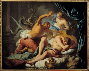 Ceres skyddar Triptoleme från kung Lyncus Kungen av Thrakien Lyncus försöker döda Triptoleme, anklagade av Ceres med uppdraget att reparera frön, i sömnen. Ceres ingriper för att skydda honom och förvandlar Lyncus till ett lodjur. Illustration av "" Metamo