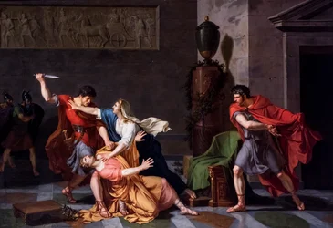 Den döende Geta i sin mors armar, mördad på order av sin bror Caracalla