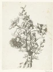 Bukett med anemoner, en hyacint och delphiniums Diverse Fleurs mises en Boucquets (serietitel)