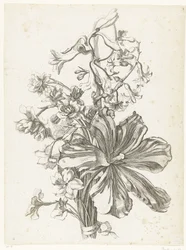 Bukett med en tulpan, en hyacint, brodiaea och påskliljor Diverses Fleurs mises en Boucquets (serietitel)