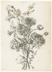 Bukett av anemoner Bukett med anemoner, en pion, stamblommor och gladiolus Diverse Fleurs mises en Boucquets (serietitel)