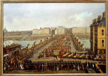 Korsade den nya bron av den kejserliga kortegen för ceremonin av Napoleon I:s heliga den 2 december