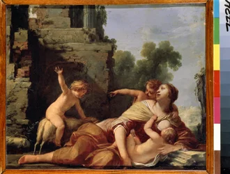 ""Allegory of Charity"" (Allegory of the Charity) En mamma som ammar barn Målning av Jacques Blanchard (1600-1638) 1600-talets Eremitagemuseum, Sankt Petersburg