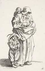 En mamma och hennes tre barn, från The Beggars (La mere et ses trois enfants)
