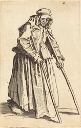 Tiggarkvinna med kryckor, ca. 1622.