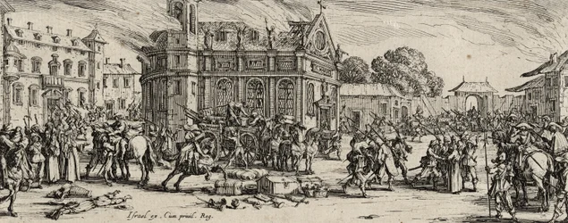 Förstörelse av ett kloster, 1633 (etsning på lagt papper)