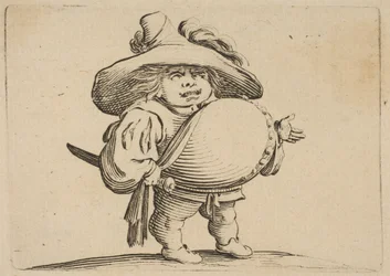 Man med en stor mage dekorerad med en knapprad Man med en stor mage dekorerad med..., 1616-22.