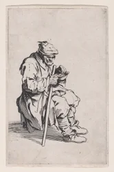 Den sittande och ätande tiggaren, ur ”Les Gueux, suite appelée aussi Les Mendiants, Les Baroni, ou Les Barons”