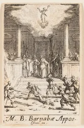 Sankt Barnabys martyrdöd, plansch femton från Apostlarnas martyrdöd