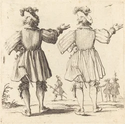 Officer med plym, sedd bakifrån, 1617 och 1621.