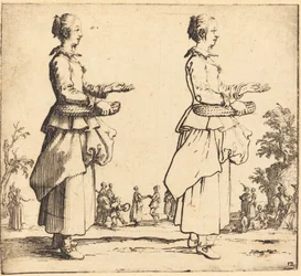Bondkvinna med korg, i profil, högervänd, 1617 och 1621.