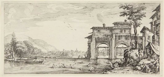 Badande, ur serien "Paysages gravées pour Jean de Médicis, Paysages dessinés à Florence" (Landskap för Giovanni de Medici eller landskap utformade i Florens)
