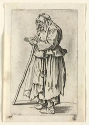 Tiggarna: Tiggarkvinna som kommer för att ta emot allmosor, ca. 1623.
