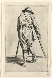 Tiggarna: Tiggare på kryckor, med hatt, ca. 1623.