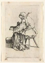 Tiggarna: Gammal kvinna och katter, ca. 1623.