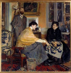 Fru Ludovic Halevy, hennes son författaren Elie Halevy (1870-1937) och Florence Halevy Målning av Jacques Emile (Jacques-Emile) Blanche (1861-1942) 1900-talets privata samling