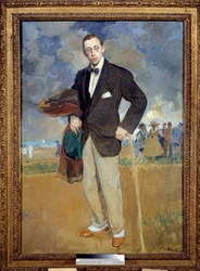 Porträtt och pied av Igor Stravinsky (Stravinsky) (1882-1971) kompositör. Målning av Jacques Emile (Jacques-Emile) Blanche (1861-1942)