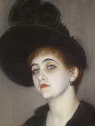 Porträtt av Marie Blanche Vasnier, detalj
