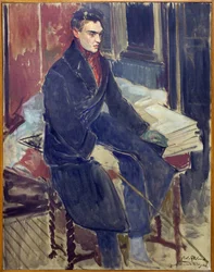 Studie för porträtt till fot av Raymond Radiguet (1903-1923). Målning av Jacques Emile Blanche (1861-1942), olja på duk, fransk 1900-talskonst. Musee des beaux arts de Rouen.