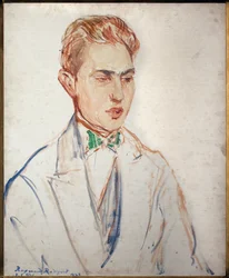 Studie för porträttet av Raymond Radiguet (1903-1923). Konstverk av Jacques Emile (Jacques-Emile) Blanche (1861-1942), olja på kartong, före 1923. Fransk konst, Musee des Beaux Arts de Rouen.