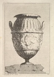 Design för en vas med en bacchisk fris, från: Vaser, 1746.